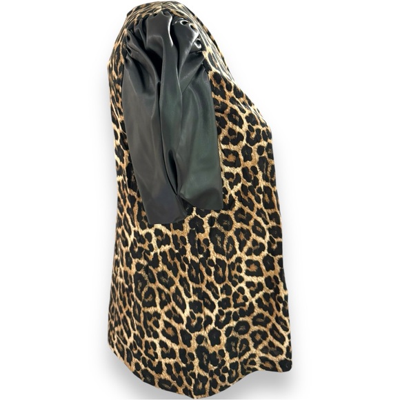 Michael Michael Kors Nubian Leather Cheetah Print Pullover Top size Small - Picture 6 of 10